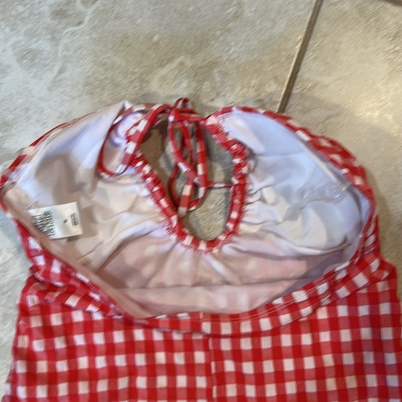 NEW! Wild Fable Red Gingham Checkered One-Piece Halter Swimsuit M bathing suit - Picture 7 of 8